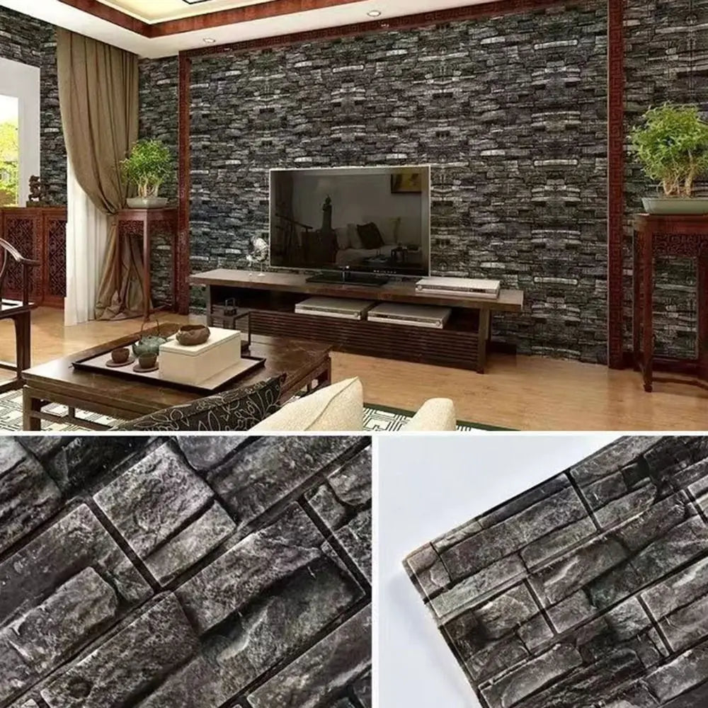 Giấy Dán Tường 3D Giả Gạch Chống Thấm Tự Dán