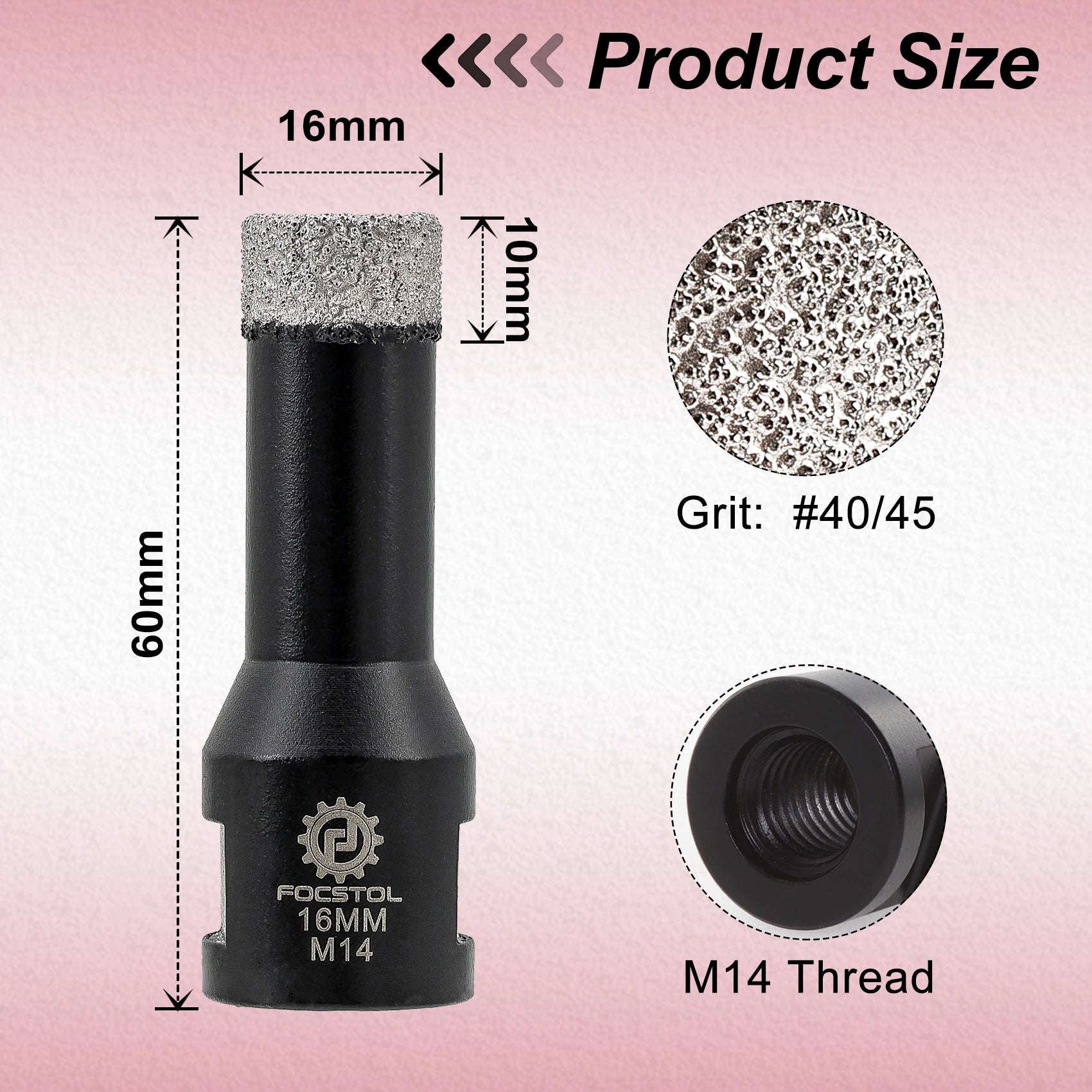 Mũi Khoan Kim Cương FOCSTOL M14 Đá Gạch 6-125mm - Daisan Mart