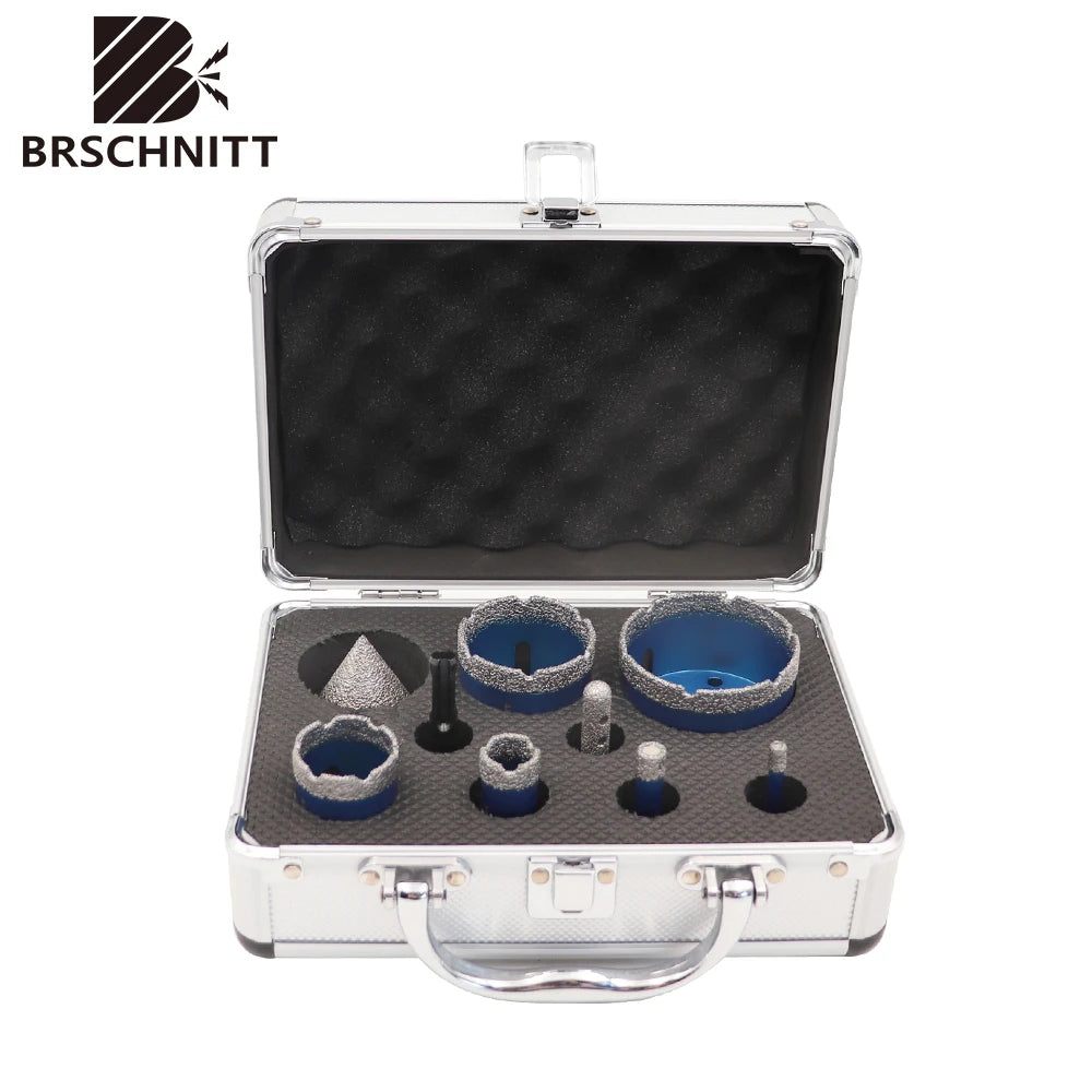 BRSCHNITT 9Pcs Diamond Drill Bit Set for Ceramic Marble Granite Tile Hole Saw Kit 58 Thread Milling Bit for Drilling