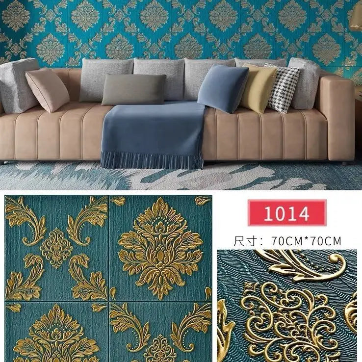 Classic Luxury Wallpaper Self-adhesive Thickened 3D Carving Design Room Decoration Background Stickers Waterproof Moisture-proof