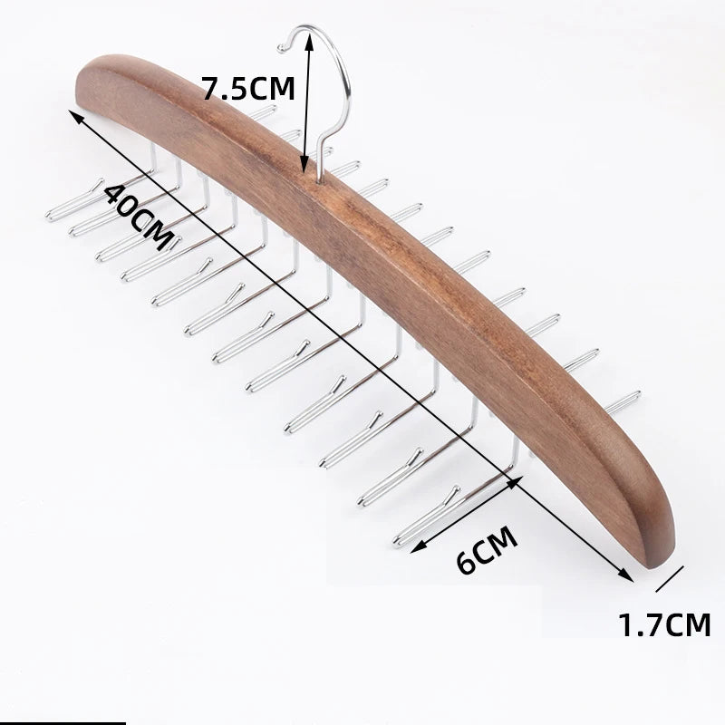 24 Hook 360° Rotating Wooden Tie &amp; Belt Hanger