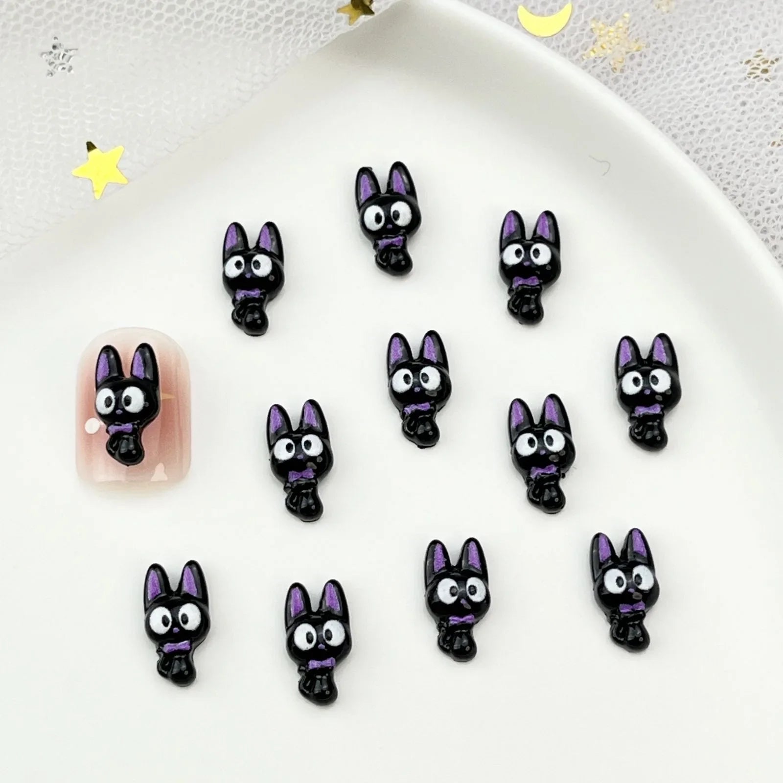 50pcs Resin Mini Colorful Cartoon Halloween Black Cat Flat back Figurines Nail Art DIY Scrapbooks Accessories Crafts