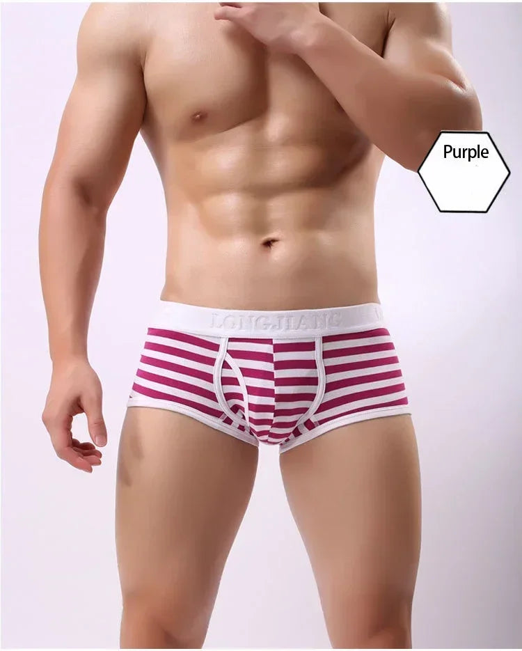 Quần lót nam cotton thoáng khí sọc mềm U-pouch