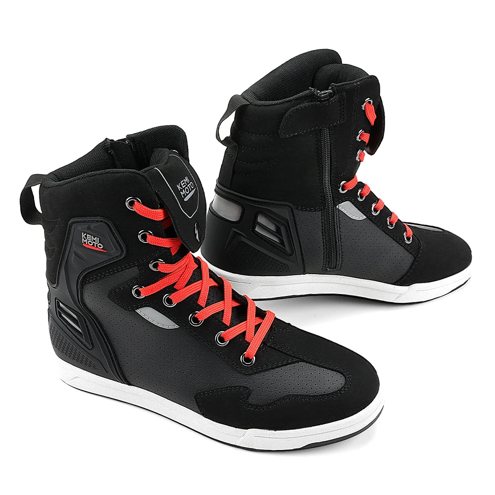 Giày Boots Nam Đi Xe Máy Phản Quang Bảo Hộ Thoáng Khí