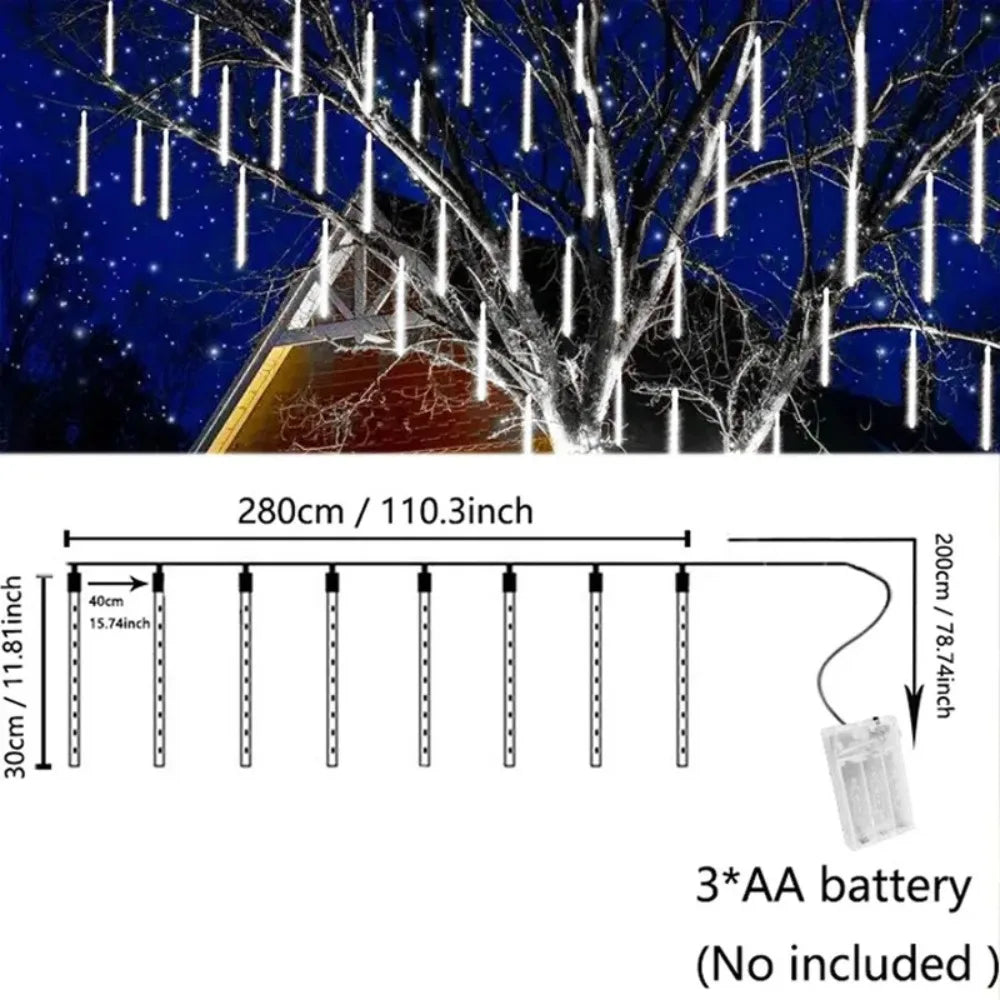 Đèn LED Mưa Sao 8 Ống 30cm Pin AA Trang Trí Sân Vườn - Daisan Mart