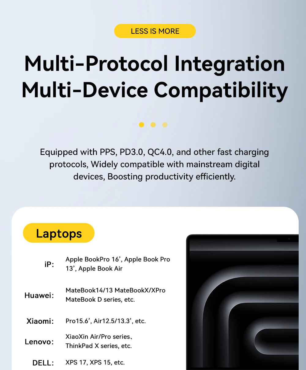 Essager 65W GaN Charger with Retractable Cable PD Fast Charging for Laptop Macbook iPhone 16 15 14 Xiaomi Type-C Phone Charger