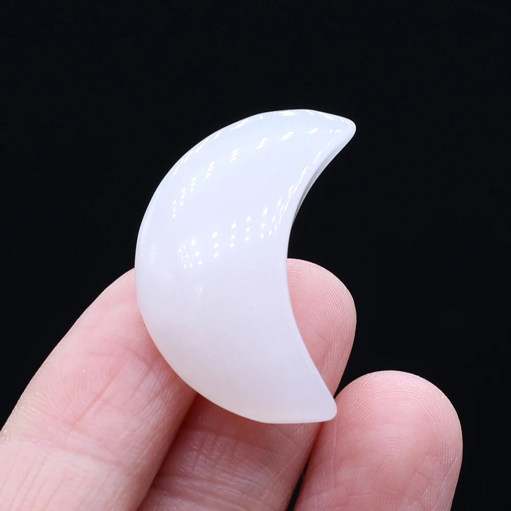 Feng Shui Rose Quartz Natural Stone Moon Statue
