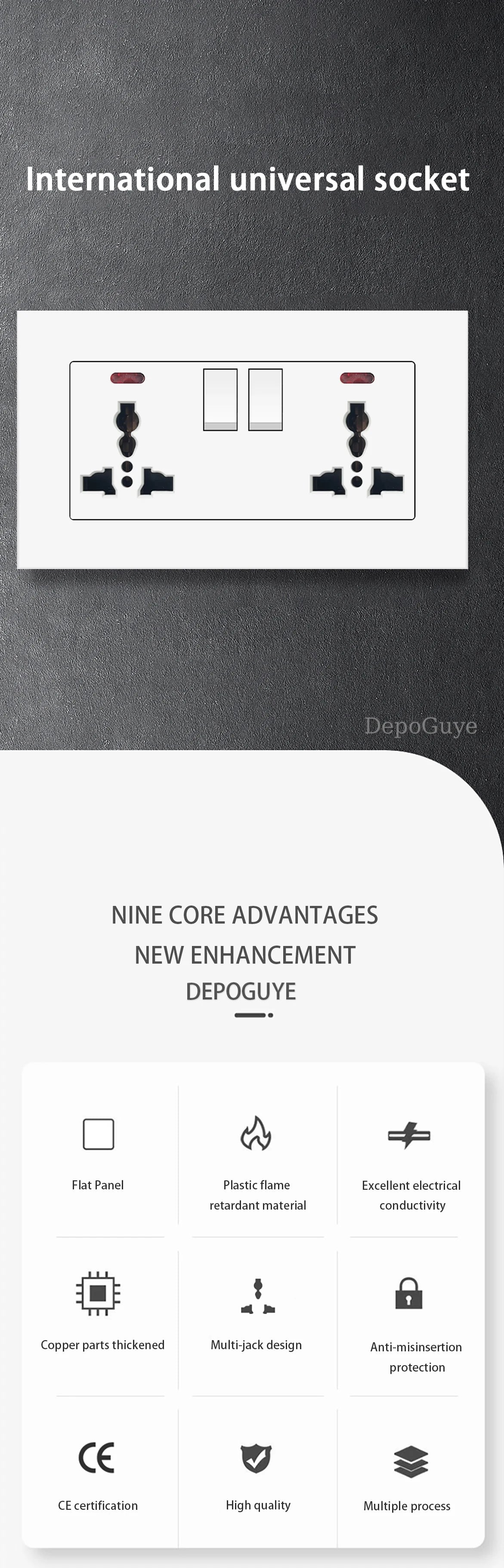 Ổ Cắm Đa Năng Sạc Nhanh 18W USB Type-C 3 Chân 220V