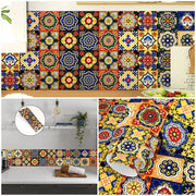 Colorful Mandala Pattern Ceramic Tile Wall Sticker Kitchen BackSplash Bathroom Waterproof Peel & Stick Home Decor Art Wallpaper