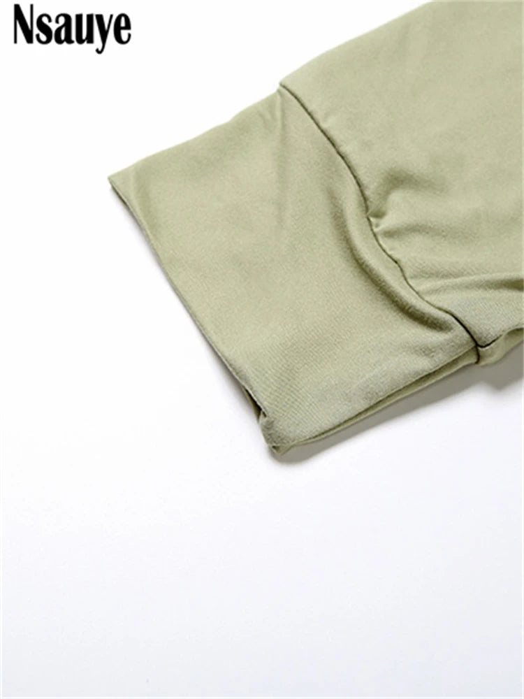 Nsauye 2025 Autumn Winter New Women Sexy Long Sleeve Hooded Bodysuit Streetwear Fashion Body Tops Fashion Solid Lady Jumpsuit