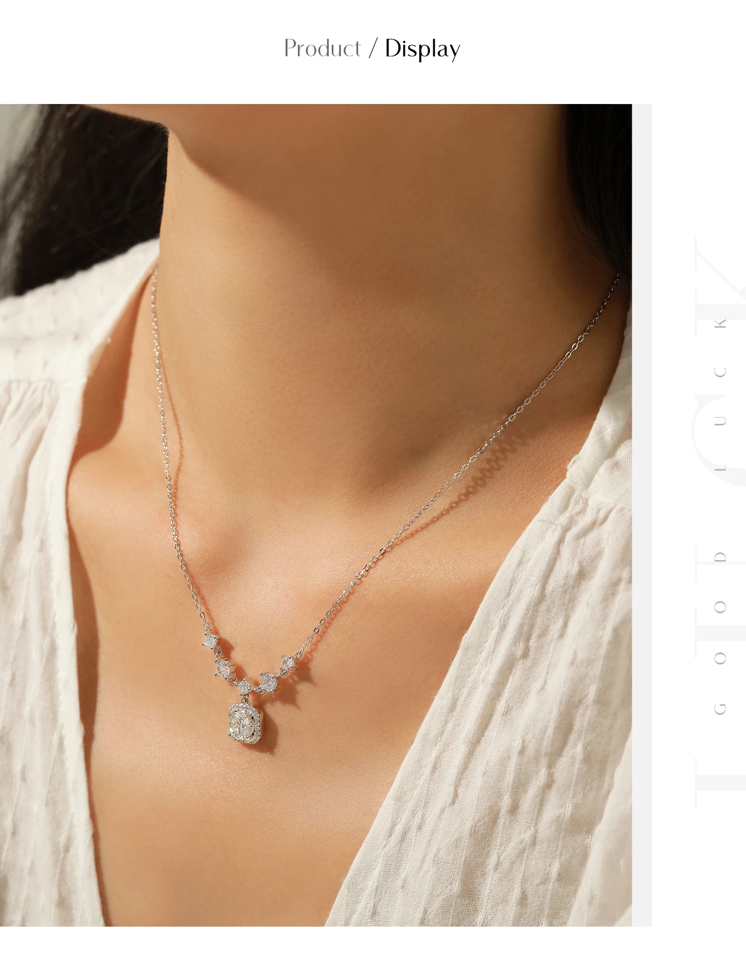 MODIAN 1CT D Color Moissanite Necklace 925 Sterling Silver Luxury Halo Charm Pendant Necklace For Women Bridal Wedding Jewelry