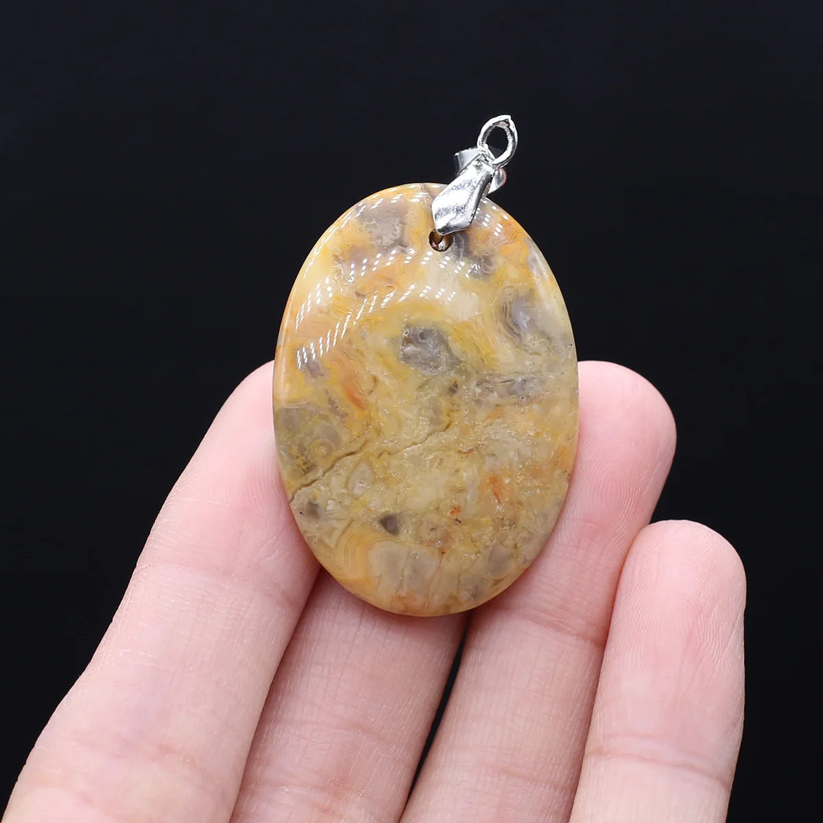 Unique Oval Natural Agate Pendant