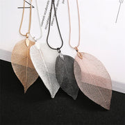 Women's Fashion Simple Punk Silver Leaf Necklace