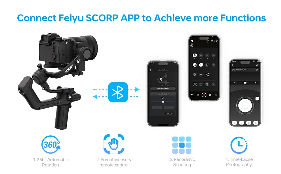 FeiyuTech SCORP 2[Official]Camera Gimbal Stabilizer Built-in AI Tracker Upgrade Joystick Touch Screen for Mirrorless DSLR Camera