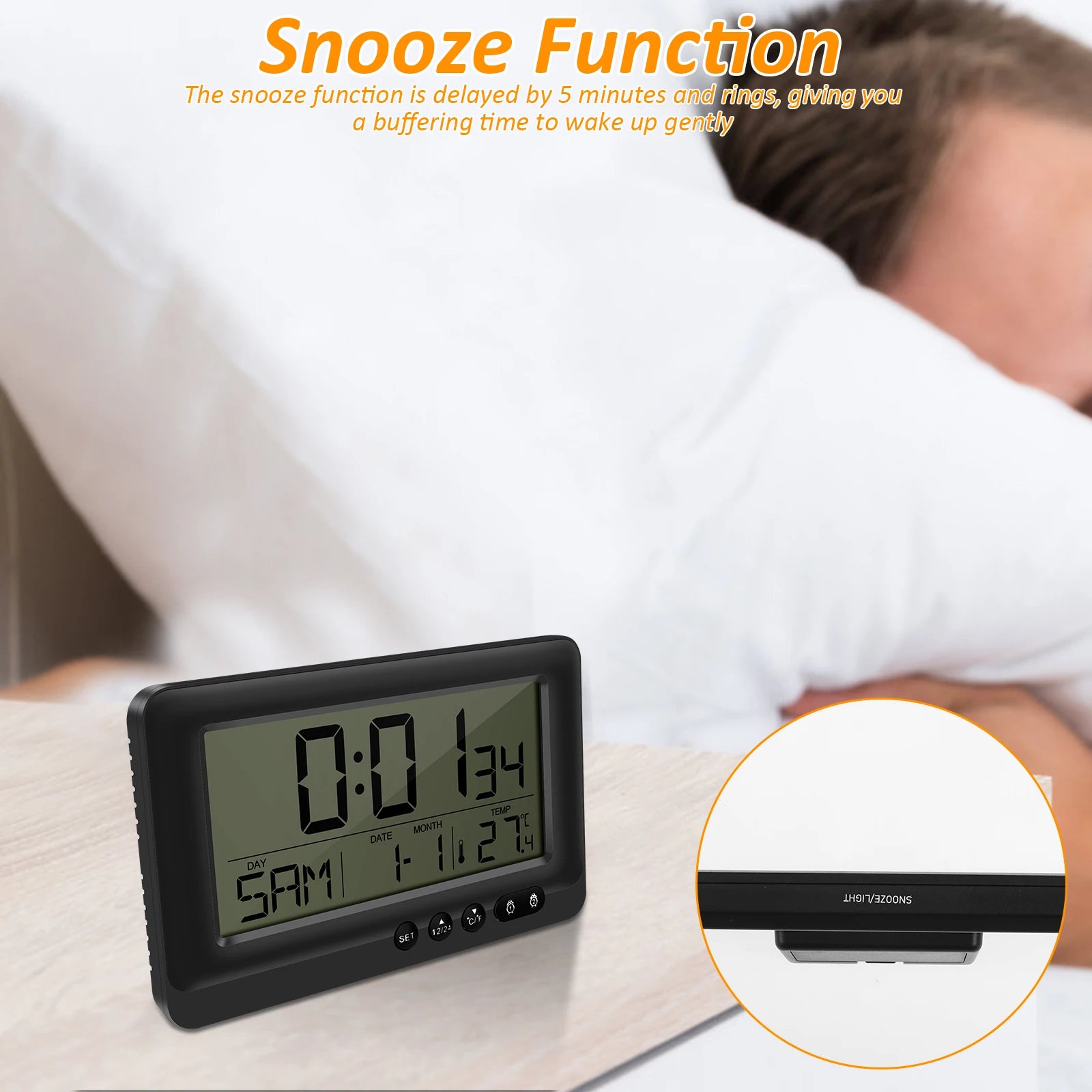 Đồng hồ treo tường LCD điện tử đa chức năng 12/24H