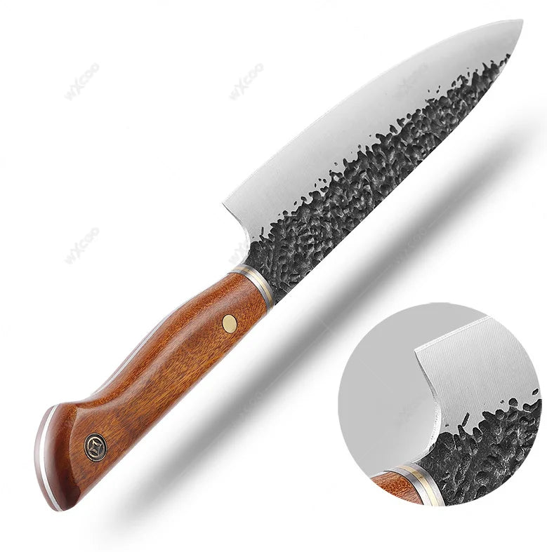 5CR15MOV Steel Chef Knife Set with Wooden Handle Forged Meat Cleaver Japanese Santoku Knife Kitchen Knife Storage Bag - Daisan Mart