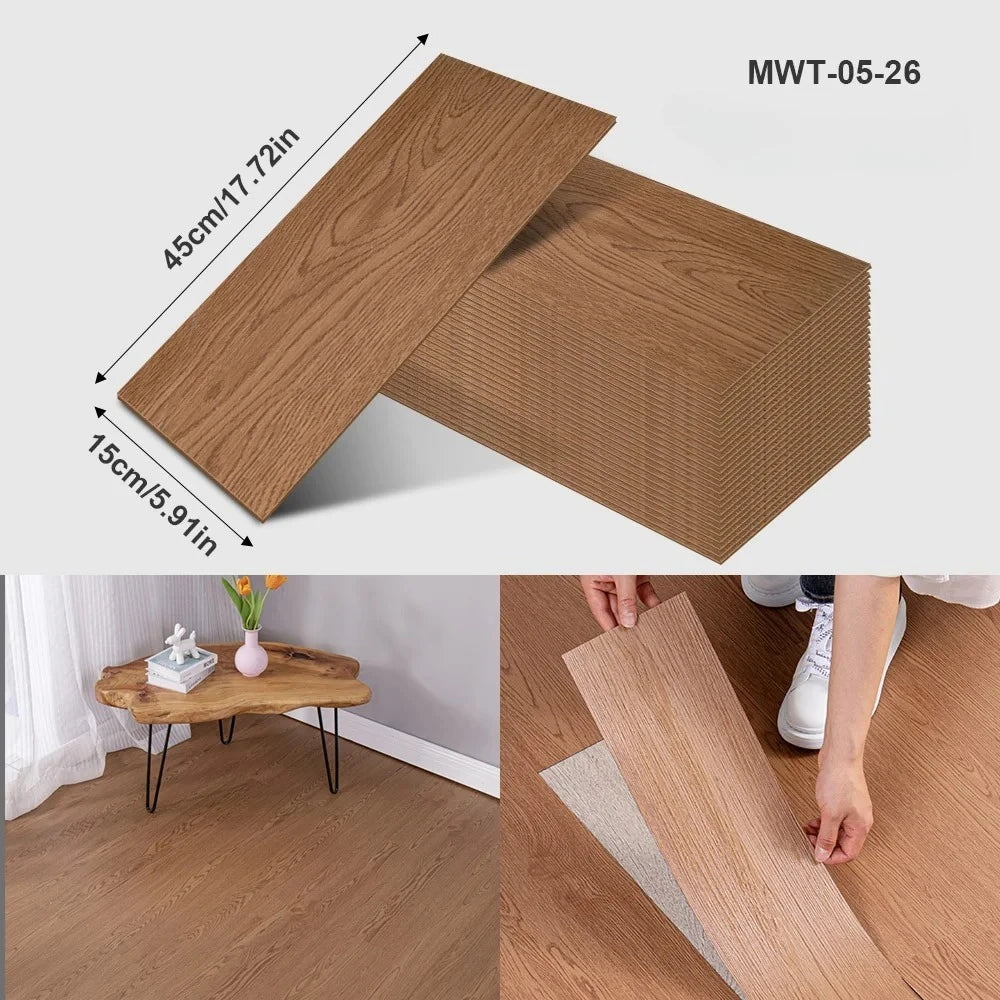 Thicken Wood Grain Floor Sticker Industrial Cement PVC Vinyl Floor Sticker Self-adhesive Waterproof Tile Sticker Home Decor