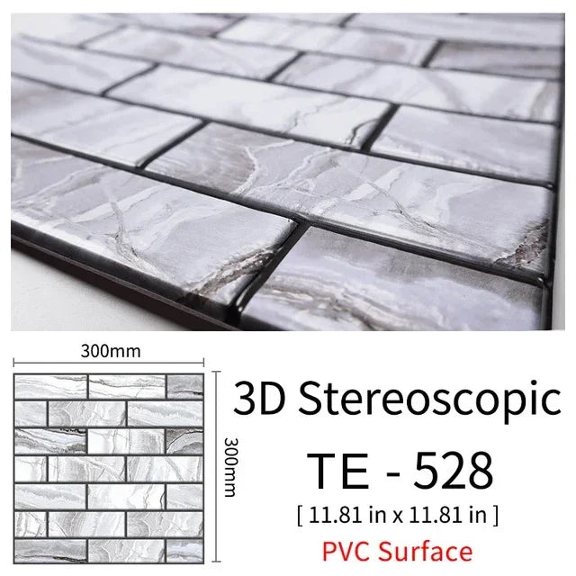15PCS Wall Sticker Waterproof PVC imitation brick Wallpapers for TV walls living room bedroom kitchen kids rooms painted surface
