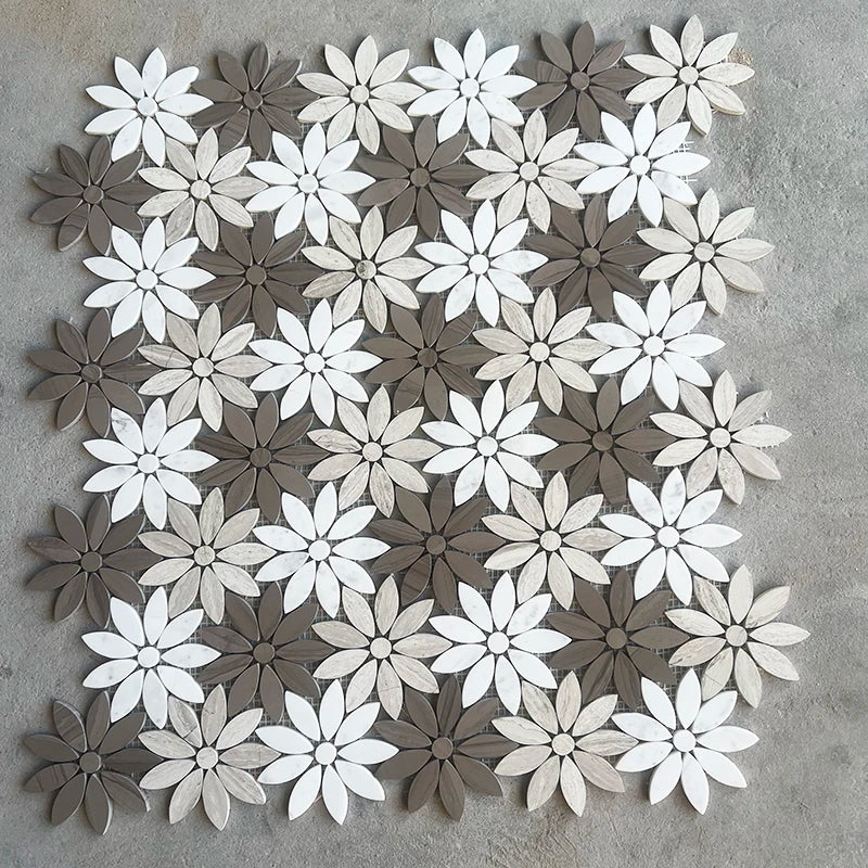 Factory direct sales stone mosaic marble background wall parquet bed and breakfast restaurant kitchen bathroom daisy petal
