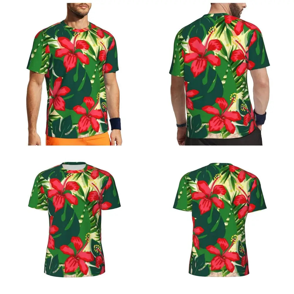 Áo Thun Nam Họa Tiết Lá Nhiệt Đới Màu Sắc Cá Tính