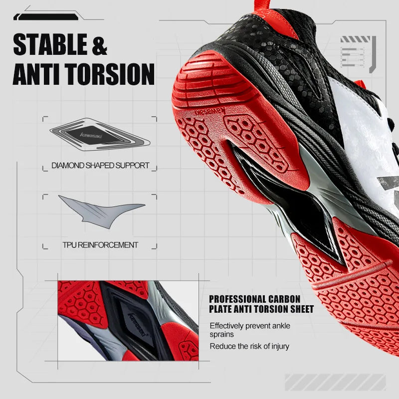 Kawasaki A3307 Men's Badminton Shoes, Anti-Sprain, Breathable