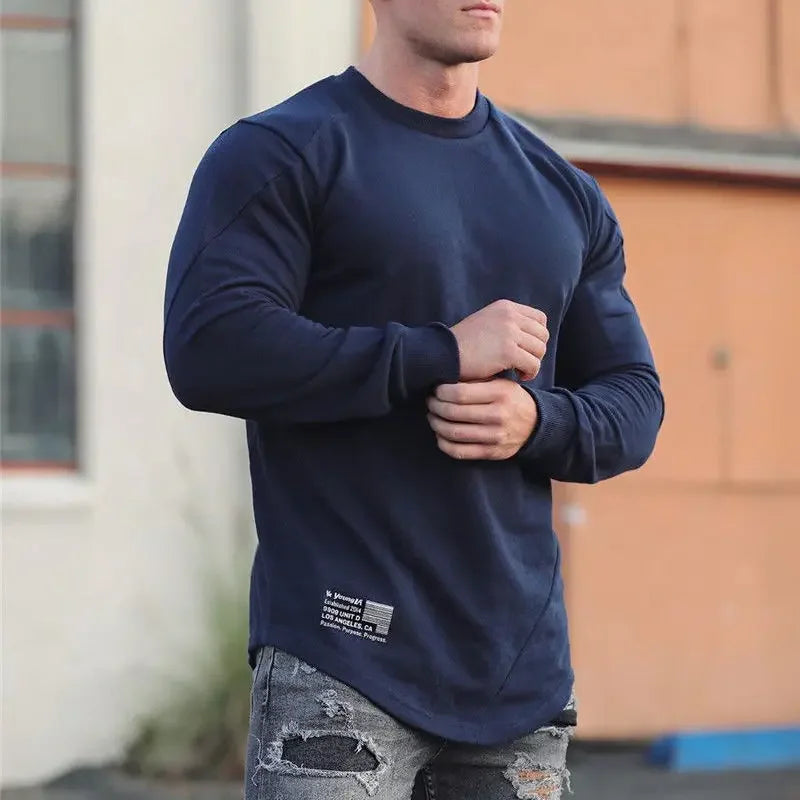 Men's Slim Fit Long Sleeve Gym T-Shirt Fashion 2025