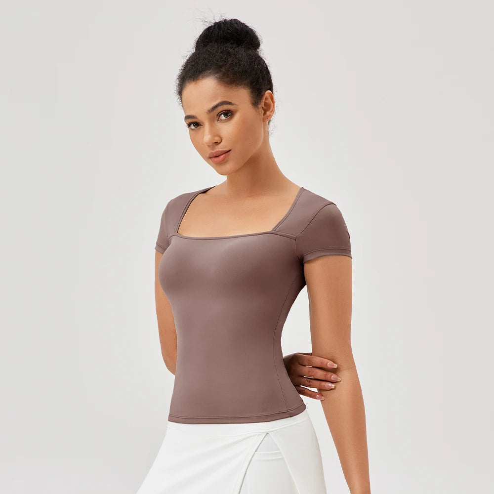 Áo Tập Yoga Nữ - Nhanh Khô, Ngắn Tay, Đa Năng - Daisan Mart