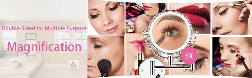 High-end Brushed Gold LED Hotel Makeup Mirror