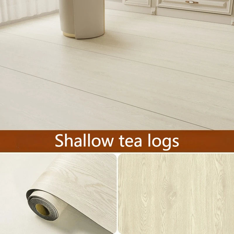 Peel Stick Wood Grain Floor Sticker Thickened Waterproof Anti-Slip Vinyl Covering for Living Room Home Decor Wear Resistant