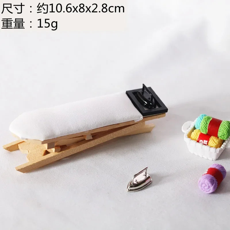 White Wood Handmade Mini Ironing Board Dollhouse Toy