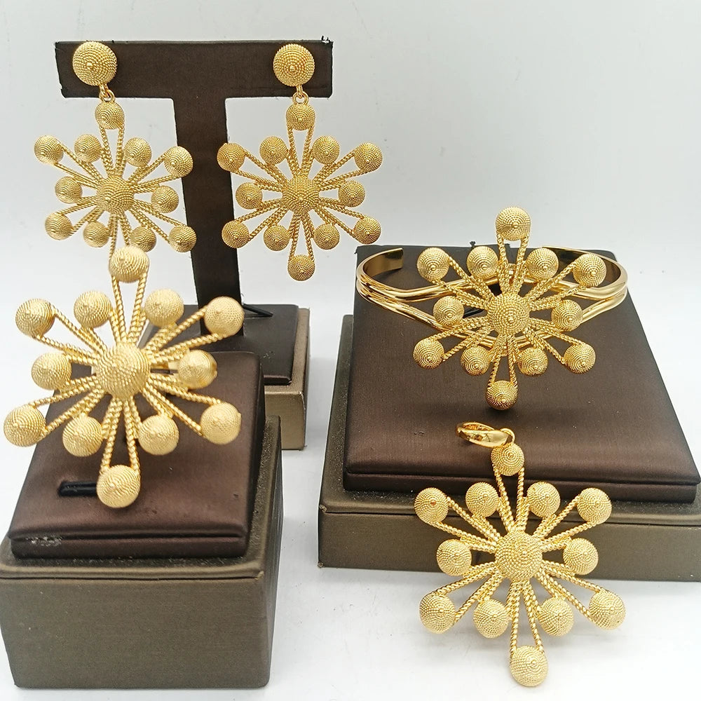 Luxury African Map Gold Jewelry Set Wedding