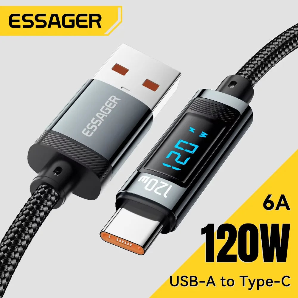 Essager USB-C LED 120W Fast Charging Cable for iPhone Huawei
