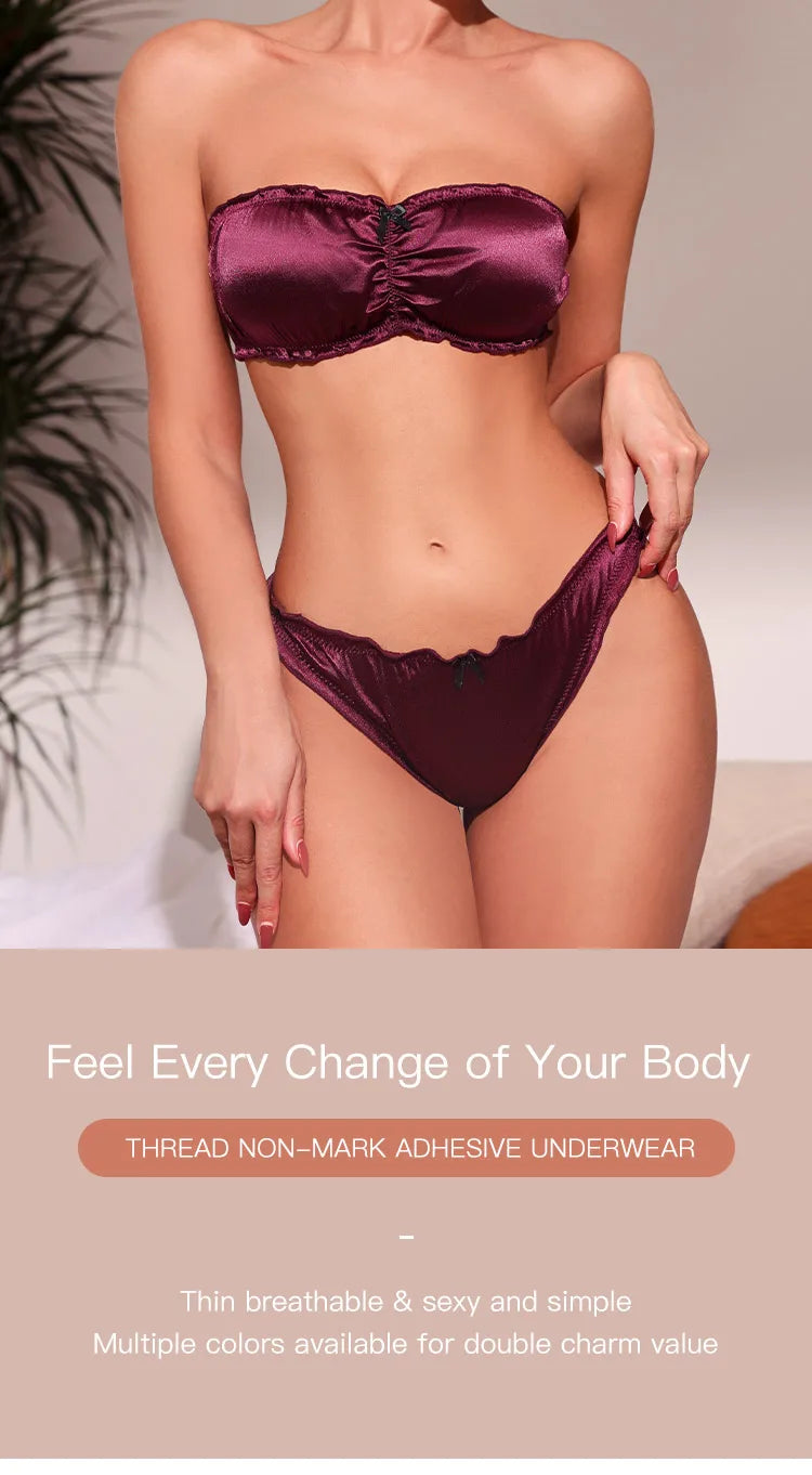 Hot Sale Strapless Underwear Set Bralette Seamless Bra Brasier Tube Top No Pad Bodycon Bandeau 2 Pieces Women Bra Set