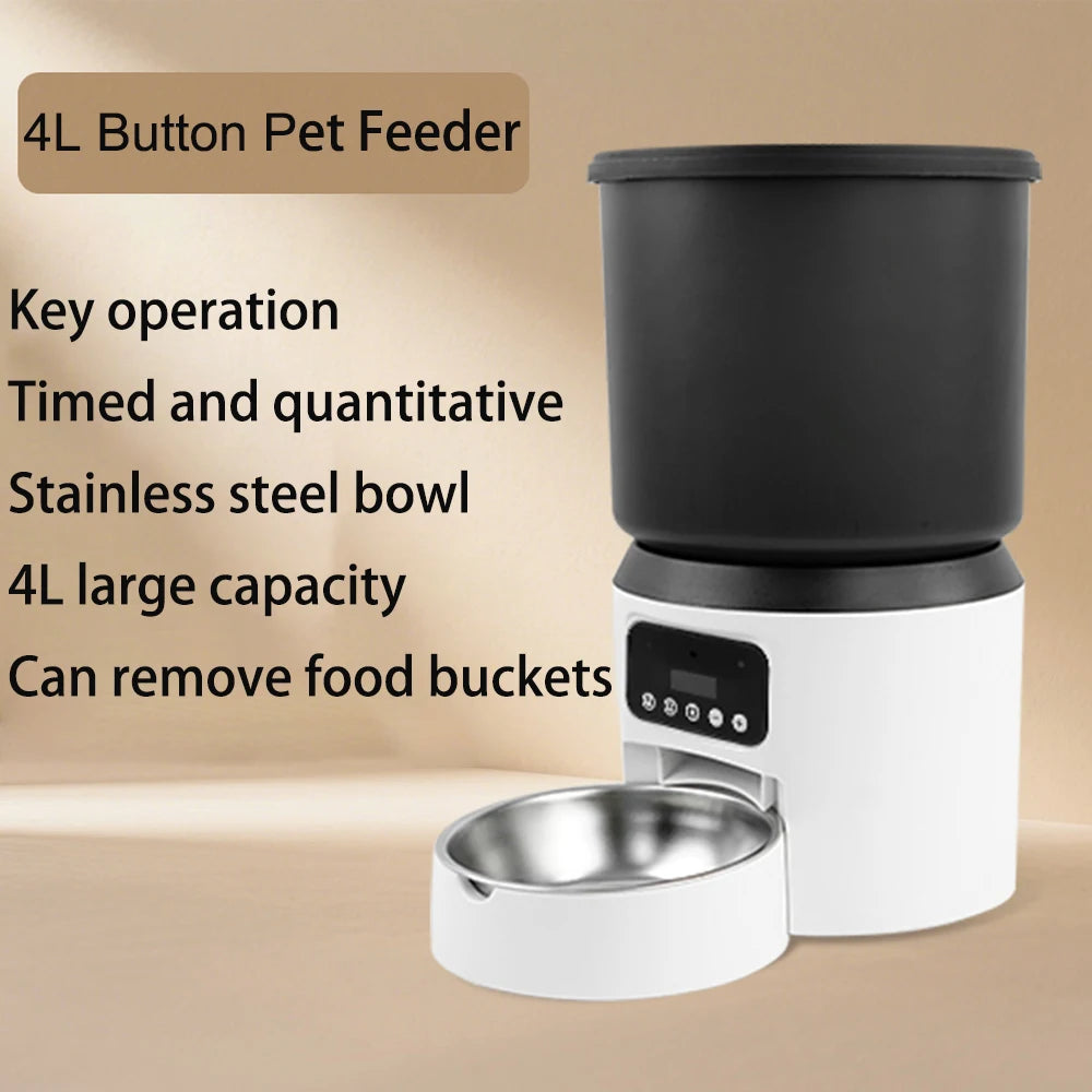 4L Automatic Cat Feeder - Timed pet feeder for cats and dogs, with dry food dispenser, desiccant bag, WIFI control, video remote
