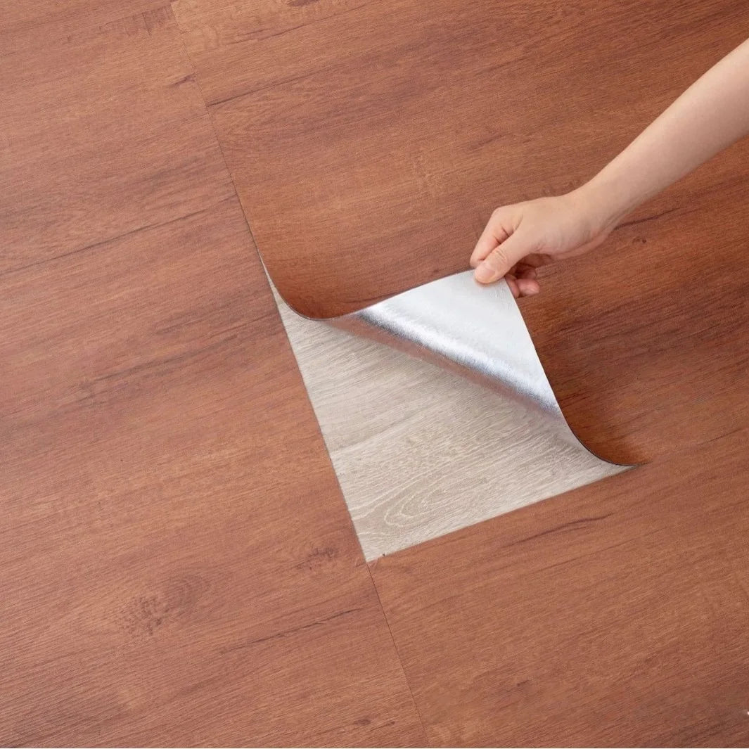 Thickened Self-Adhesive Floor Tiles Imitation Wood Grain Waterproof Non-Slip for Living Room Toilet Kitchen Home Floor Decor