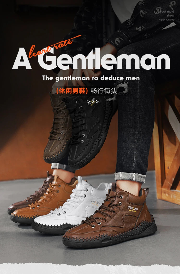 High Quality Men's Handmade Leather Shoes - Size 38-48, Anti-Slip