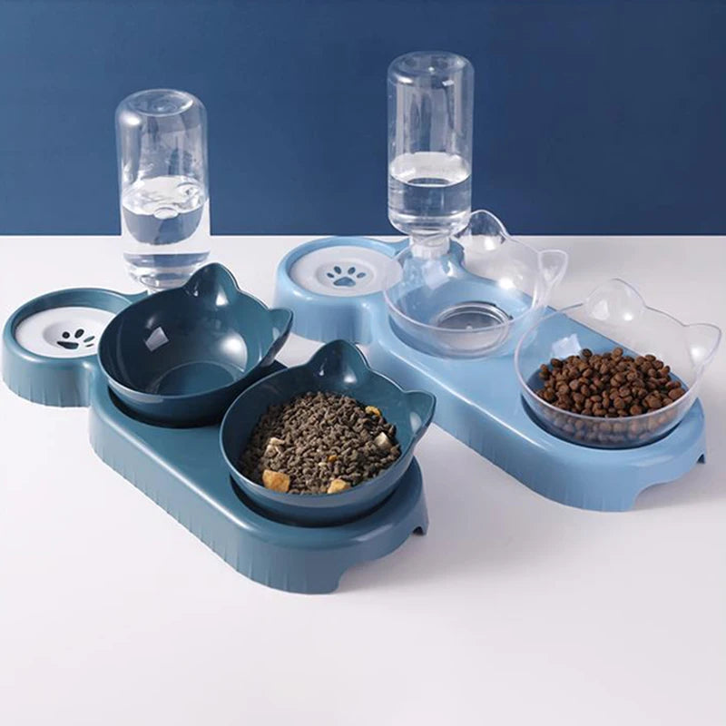 3 in 1 Cat Feeder Automatic Water Dispenser Double Bowl Pet Bowl for Small Dogs Cats Pet Food Container Cat Accessories - Daisan Mart