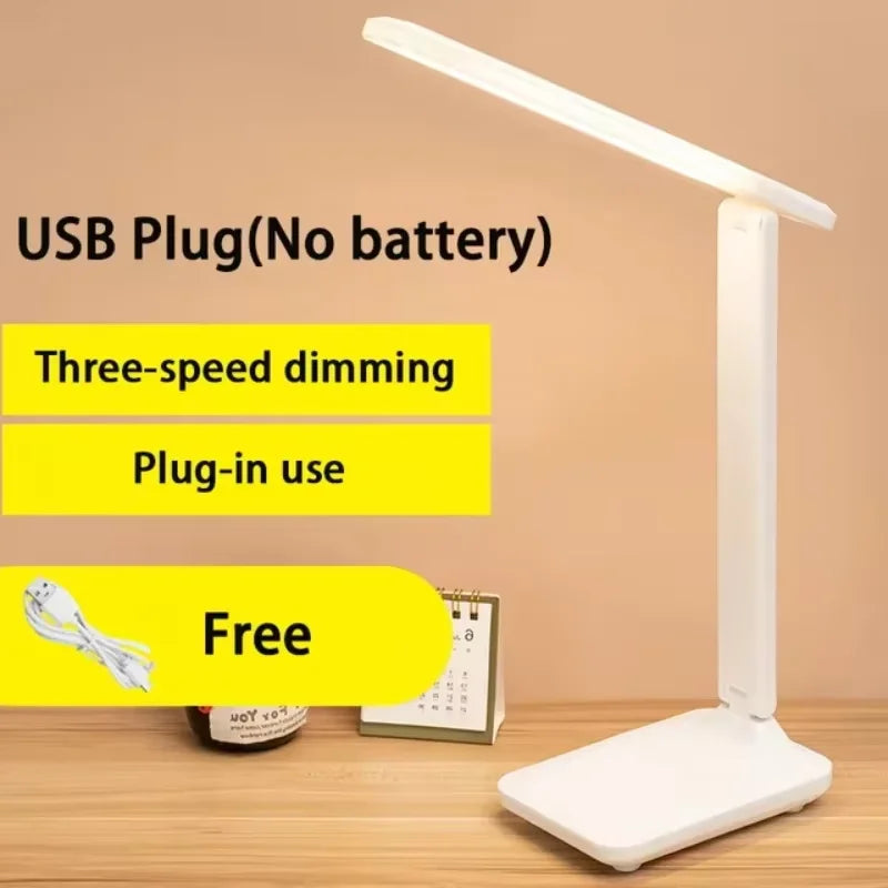 Đèn Bàn Gấp LED Cảm Ứng Trắng Dimmable USB Học Tập