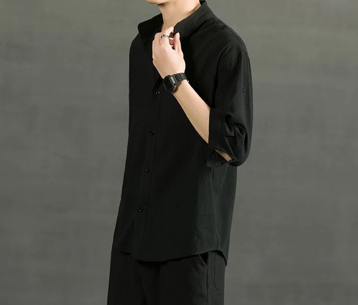 Áo Sơ Mi Trắng Nam Linen Cotton Ngắn Tay Thời Trang - Daisan Mart
