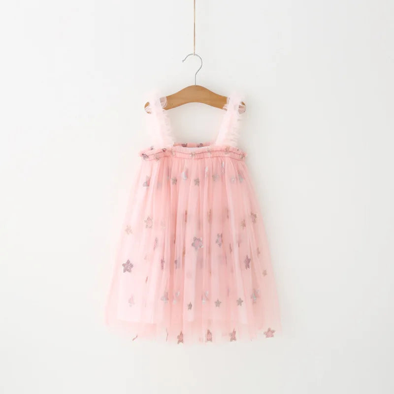 New Cute Floral Mesh Princess Dress for Girls
