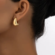 Women's Classic Thick Gold Teardrop Earrings