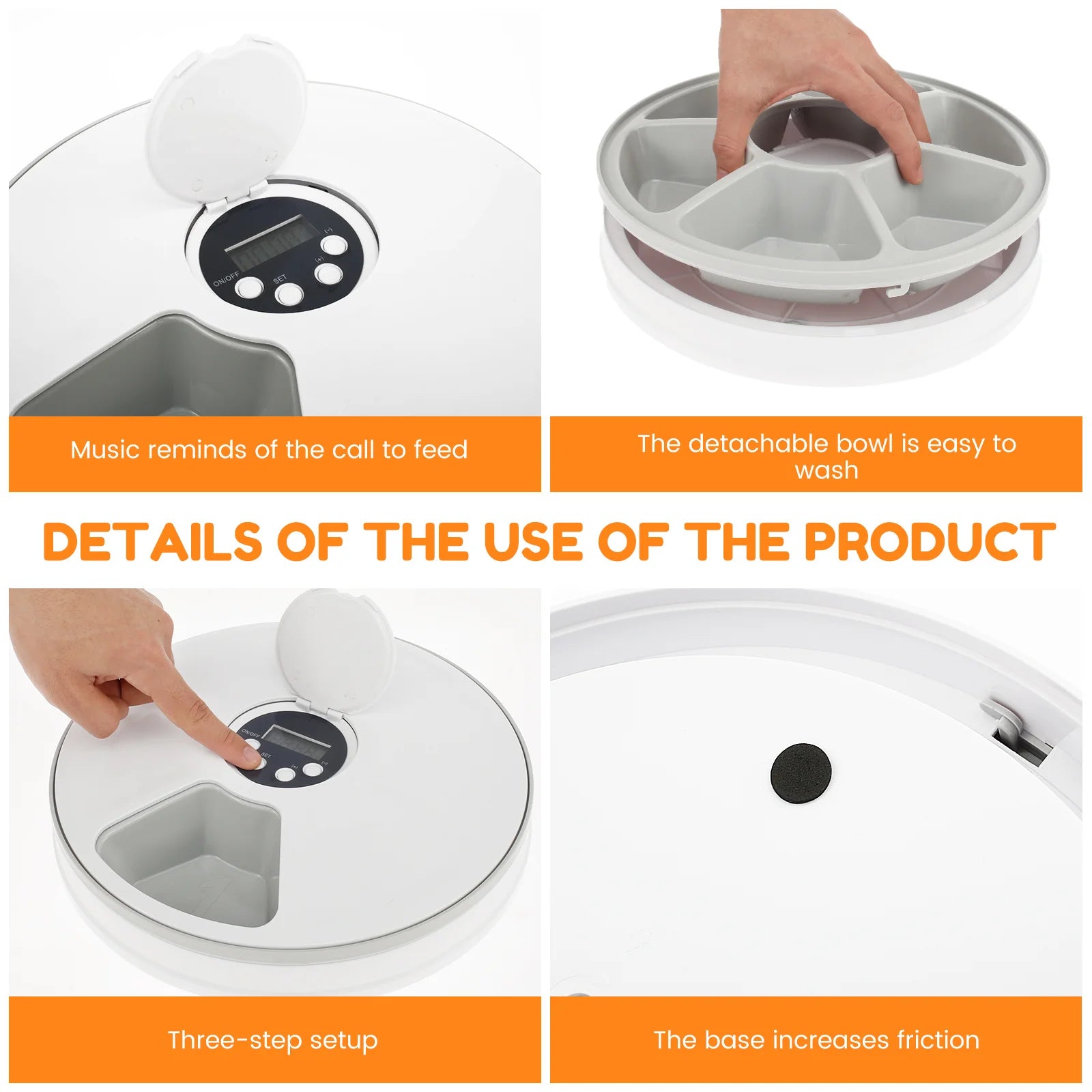 Pet Automatic Timing Feeder Intelligent Pet Feeder with Timer 6 Meals Pet Dry Wet Food Dispenser Automatic Pet Bowl Supplies - Daisan Mart