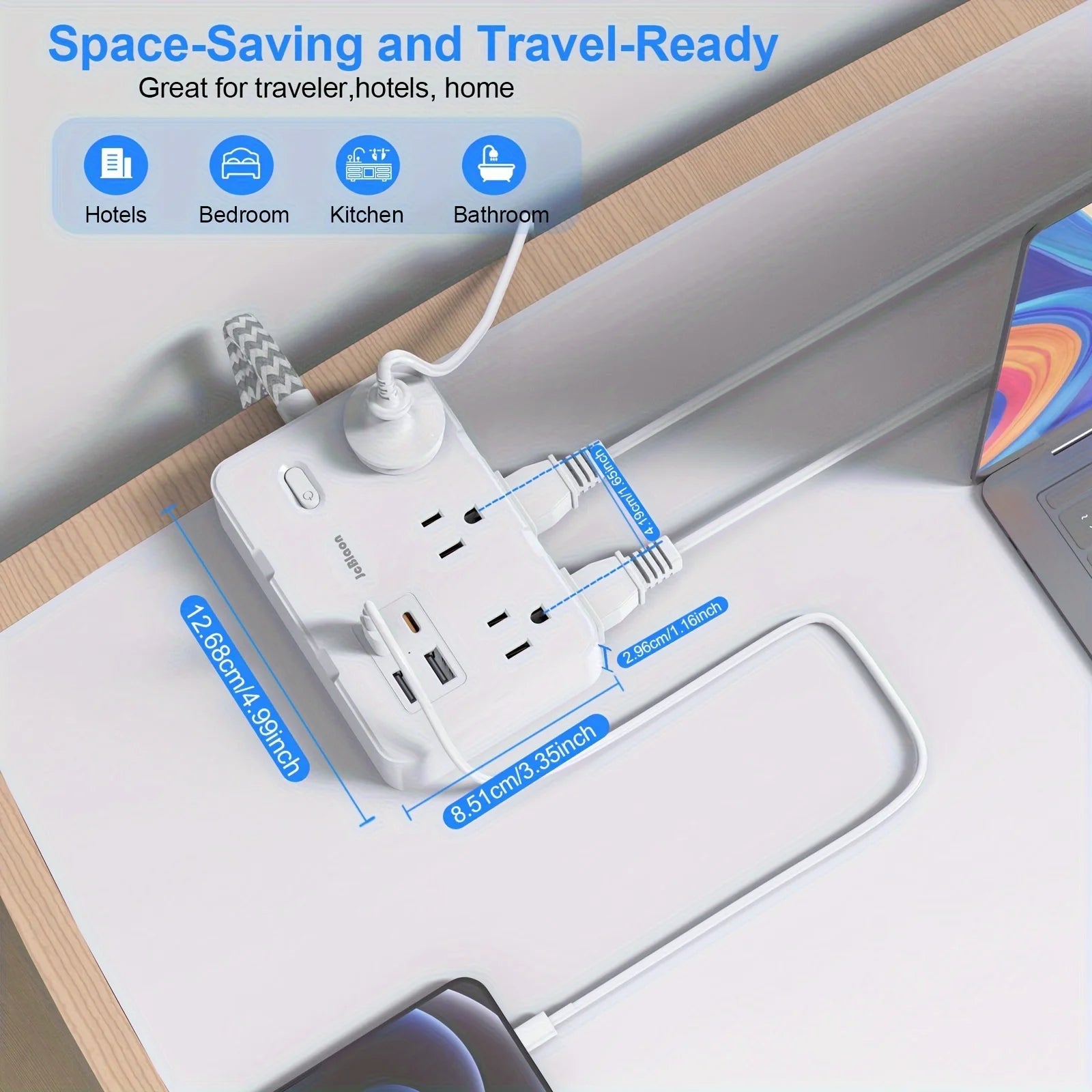 Ổ Cắm Điện Thông Minh Đa Năng Có USB Type-C, Dây Bện - Daisan Mart