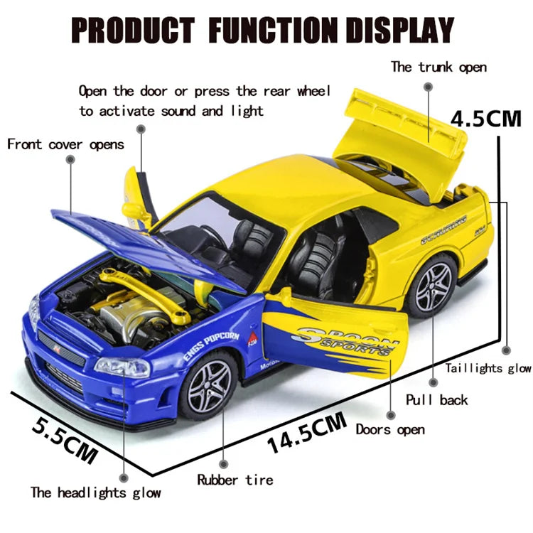 Mô Hình Xe Đua Hợp Kim 1:32 GTR R34 Cho Bé Trai - Daisan Mart