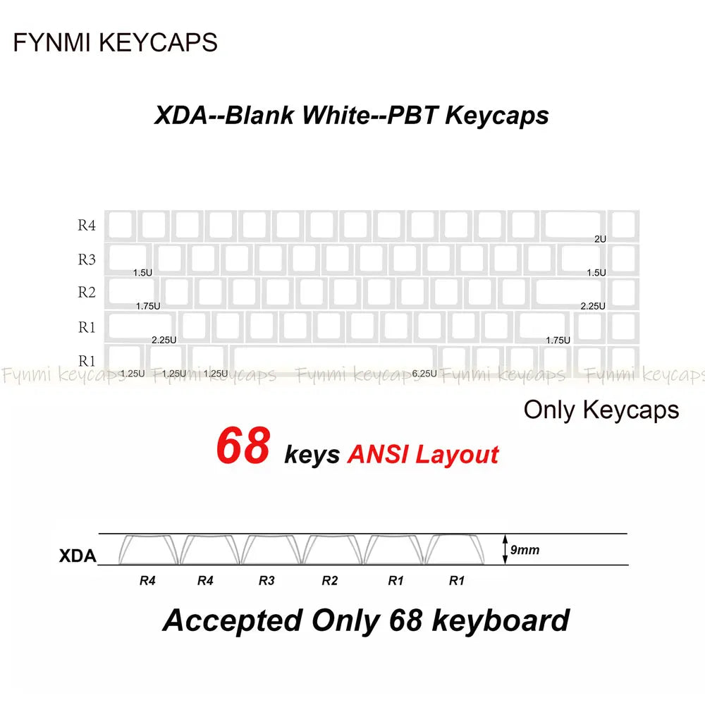 Fynmi XDA PBT White Keycaps for Mechanical Keyboard