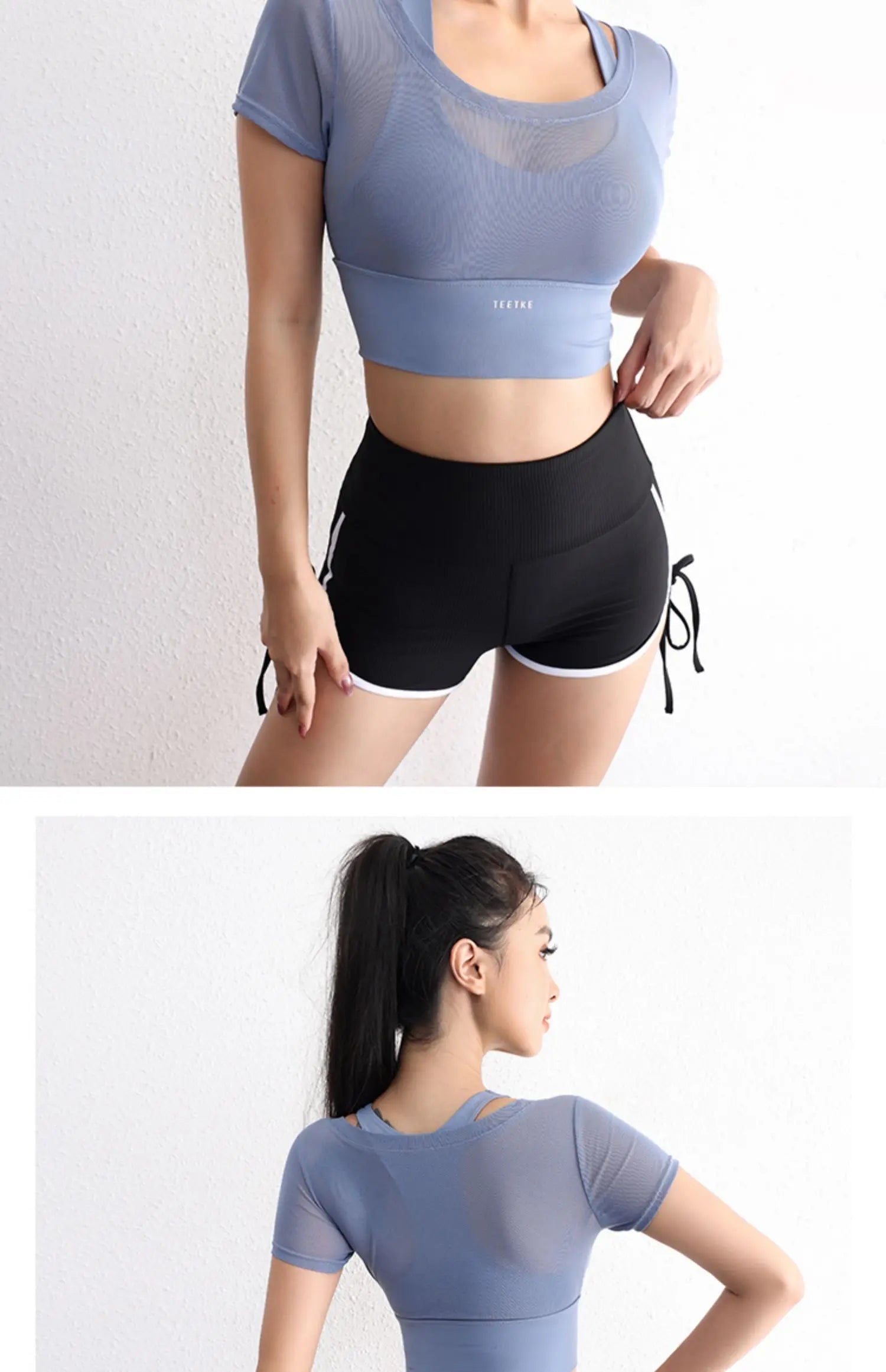 Áo Croptop Lưới Thoáng Tập Gym Nữ Năng Động Hè