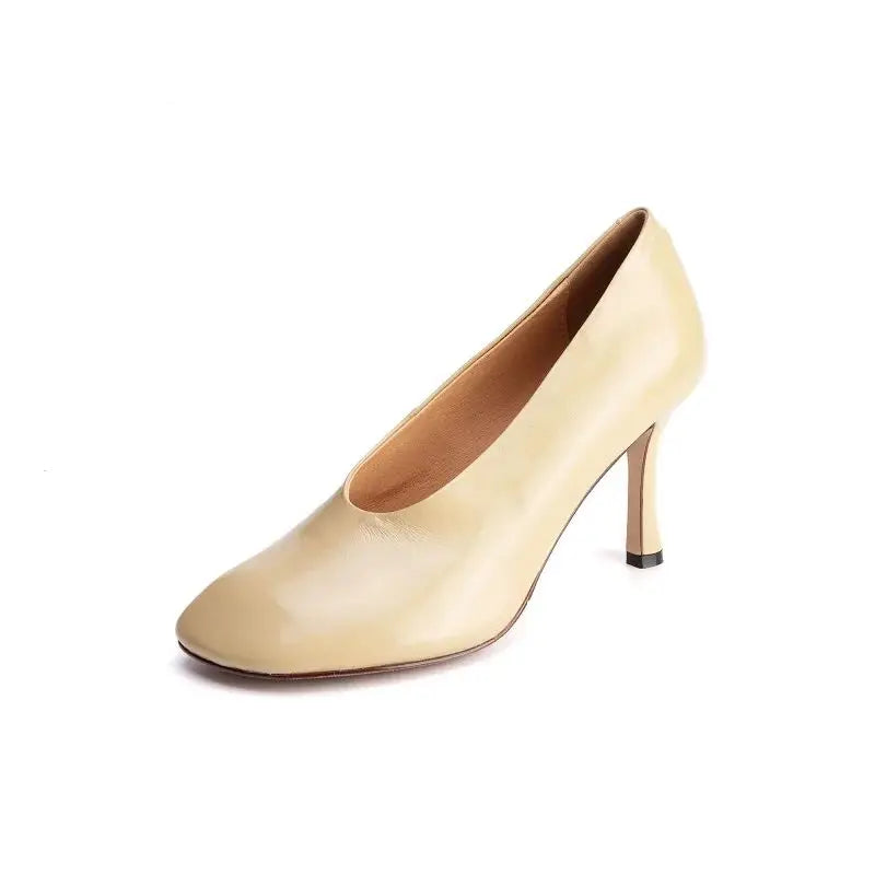 Giày Cao Gót Nữ Phong Cách Retro Pháp Da Thủ Công