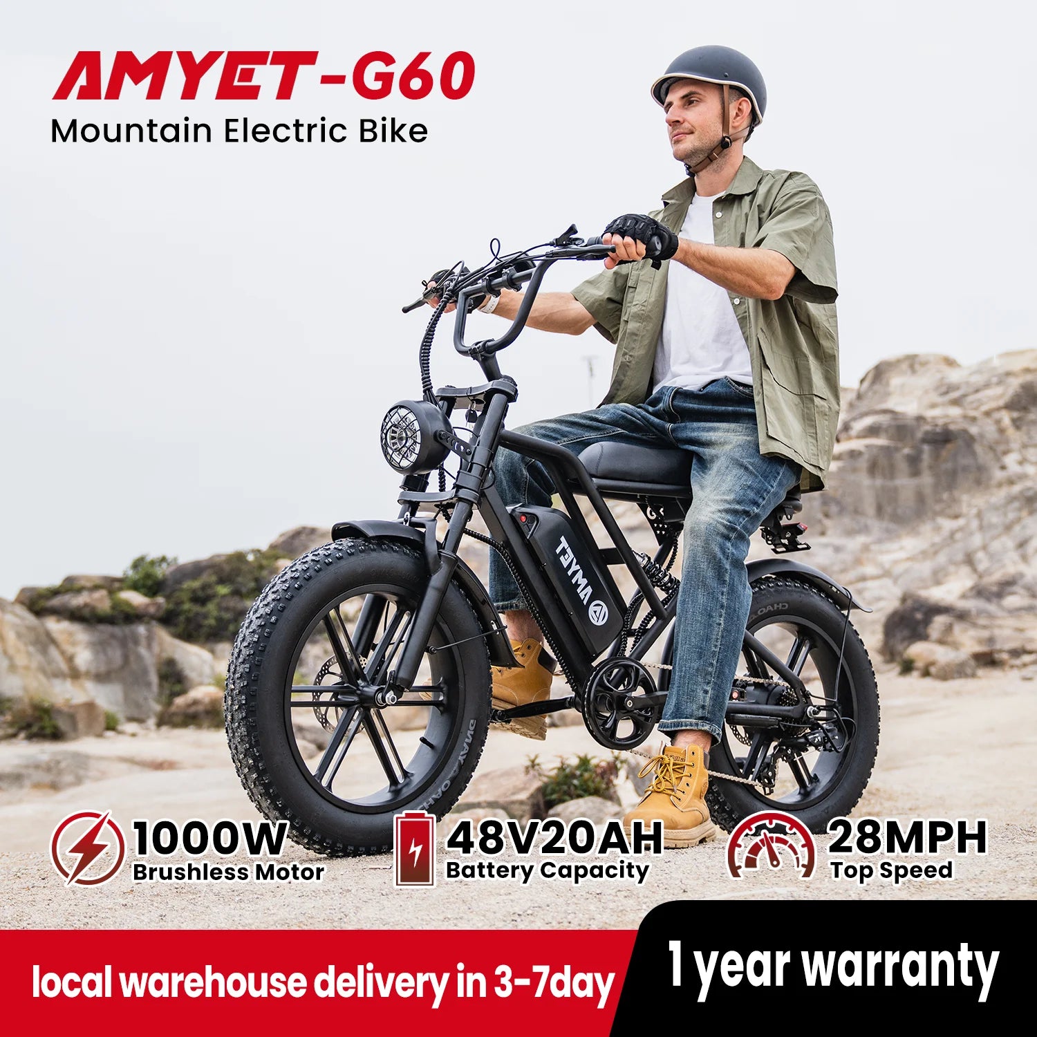 Xe Đạp Điện Địa Hình AMYET V9-G60 1000W Pin 20AH - Daisan Mart