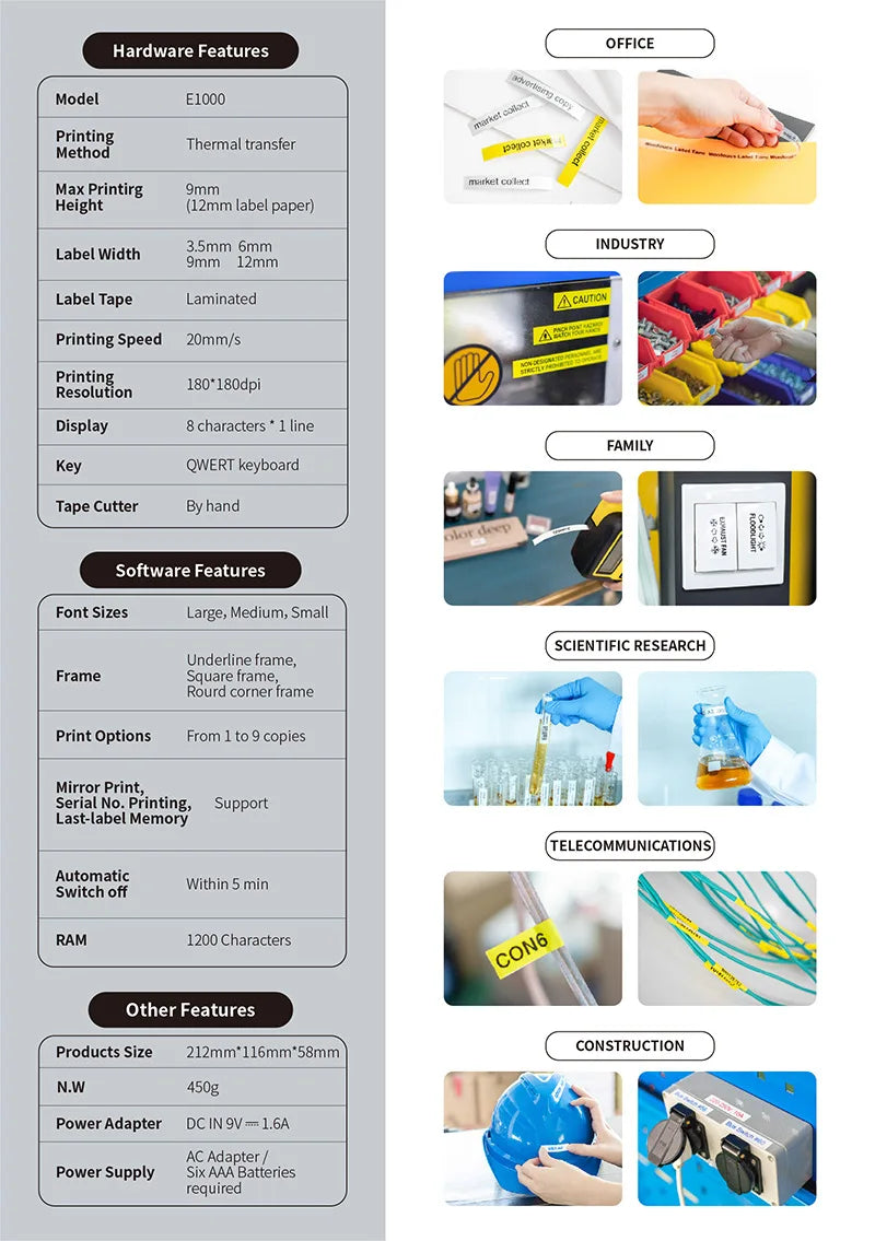 Máy In Nhãn E1000PRO Đa Ngữ - Bàn Phím Ả Rập & Anh