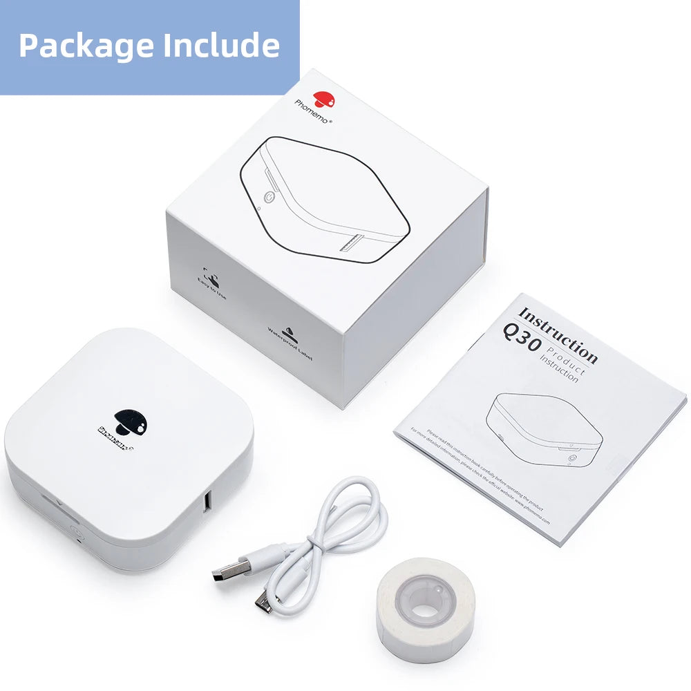 Phomemo Q30 Label Printer Mini Printer Pocket Thermal Label Maker Wireless Sticker Pocket Portable Printer Various Label Paper - Daisan Mart